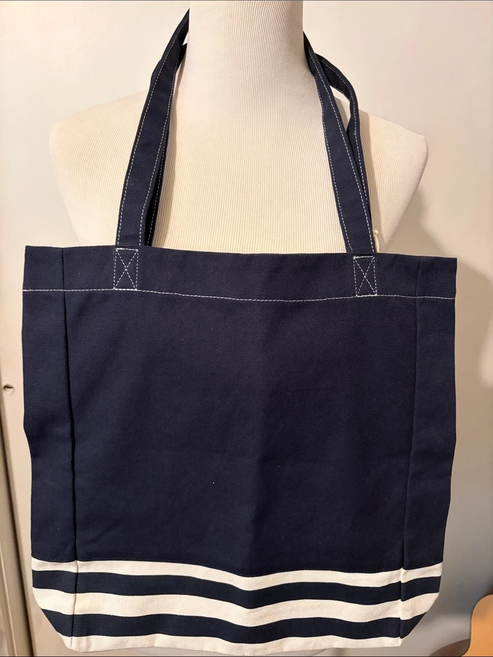 Jack Wills Navy and White Canvas Beach Tote